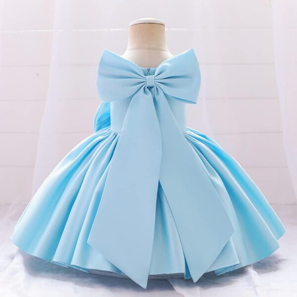 IMEKIS Kid Baby Flower Girl Dress Princess Satin Bowknot Tutu Wedding Birthday Party Christening Gown Toddler Formal Pageant Ball Gown - Image 3