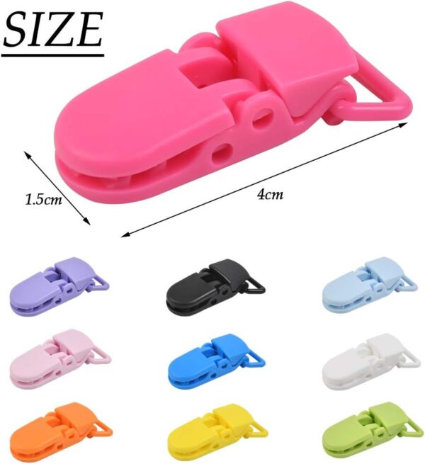 50 PCS Plastic Suspender Snap Pacifier Clip Pacifier Strap Holder Color Plastic Pacifier Suspender Clips for Baby Pacifiers, Bib Clips, DIY Crafts - Image 2