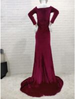 Runstarshow Maternity Dress Photoshoot Baby Shower Dresses for Pregnant Women Maternity Clothes Long Sleeve V-Neck Velvet Pregnancy Dresses Maternity Gown Photography Party Dress Plus Size S-XL - Image 5