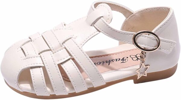 HAOLEI Baby Girls Sandals Close Toe Leather Shoes Toddler Girl Anti Slip Summer Sandals for Beach Park Casual Rubber Sole T-strap Dress Shoes UK Child 2-12 Years - Image 3