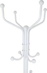 Harbour Housewares 1x White Free-Standing Steel Coat Rack - Multi-Hook Hallway Hall Hat Bag Jacket Hanger Storage Tree Stand Unit - Image 3