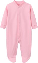 BINIDUCKLING Baby Boys Girls Snap-Up Sleepsuit, Cotton Baby Footed Pajamas - Long Sleeve Baby Grows Sleepwear for 0-12 Months, 2-Pack - Image 4