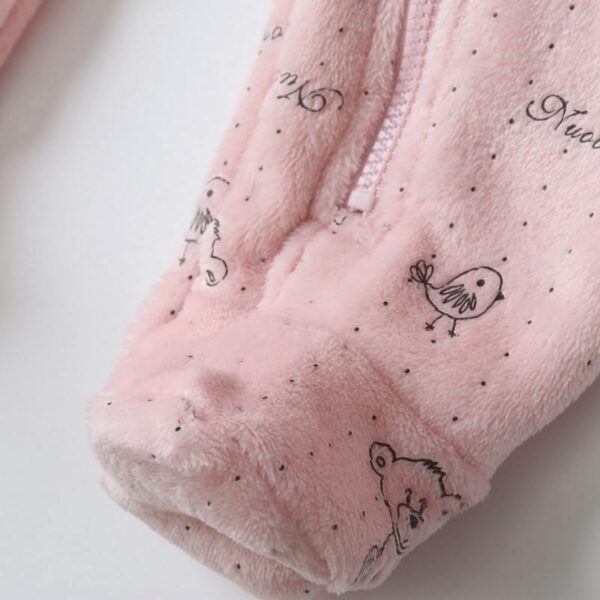Newborn Baby Boys Girls Fall Winter Snowsuit Cartoon Bear Print Zipper Hooded Jumpsuit Infant Cute Warm Romper Outwear 0-12M - Image 6