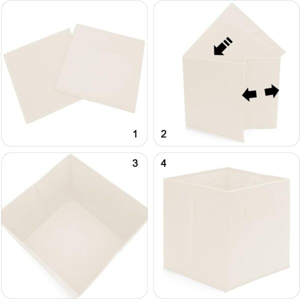 Hibtn Set of 8 Foldable Storage Box, Fabric with Handles Storage Cubes And Cloth Storage Organizer Drawer For Closet And Toys Storage,27 x 27 x 27 cm, Beige - Image 2