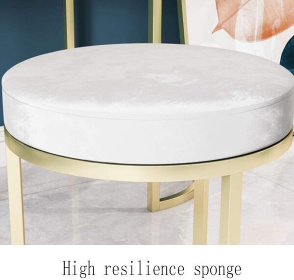 OLOTU Premium Leather Footstool High Resilience Sponge Ottomans Wrought Iron Stool Shoe Stools Makeup Vanity Sofa Stool Round - Image 3