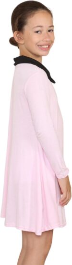 janisramone® Girls Peter Pan Collar Dress, Long Sleeve Dress for Kids, Peter Pan Swing Dress for Girls, Kids Plain Swing Dress, Girls Party Dress for Halloween, Girls Dresses Age 5-13 Years - Image 2