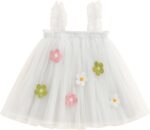 XIXIMAON Toddler Girl Summer Tulle Dress 3D Flower Decor Sleeveless Suspender A Line Dress