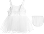 Oyolan Baby Girls Summer Sundress Sleeveless 3D Flowers Rhinestone Dress & Bloomers 2-Piece Set - Image 2