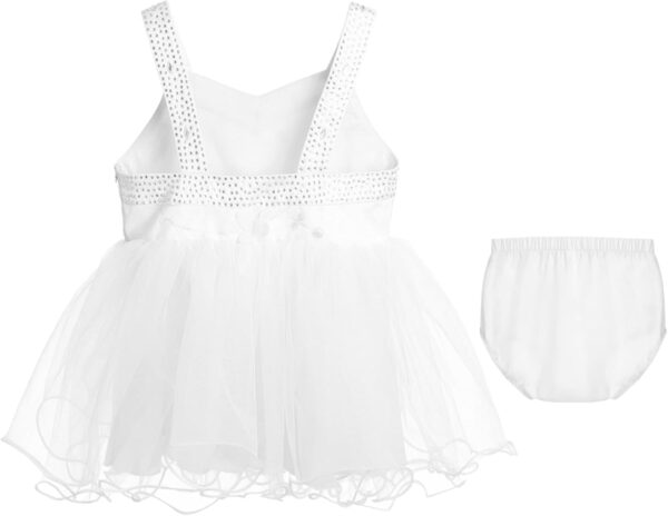 Oyolan Baby Girls Summer Sundress Sleeveless 3D Flowers Rhinestone Dress & Bloomers 2-Piece Set - Image 2