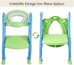 KATARUS Potty Training Toilet Seat with Step Stool Ladder for kids and baby Adjustable Toddler Toilet Training Seat with Soft Not-Cold Padded Seat Safe Handles and Non-Slip Wide Steps, Blue-Green - Image 5