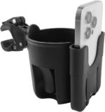 Filltown Stroller Cup Holder with Cell Phone Holder, 360° Adjustable Universal Drink Coffee Baby Bottle Cup Holder for Stroller, Baby Stroller, Pram, Bike, Wheelchair, Walker (Black)