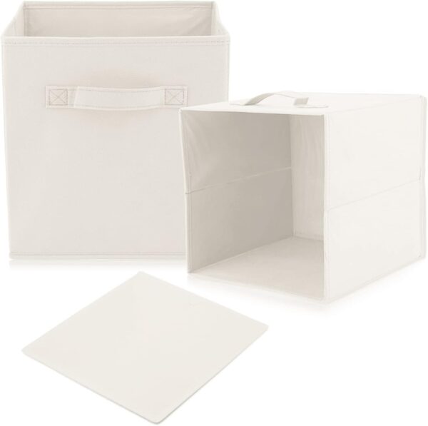 Hibtn Set of 8 Foldable Storage Box, Fabric with Handles Storage Cubes And Cloth Storage Organizer Drawer For Closet And Toys Storage,27 x 27 x 27 cm, Beige - Image 3