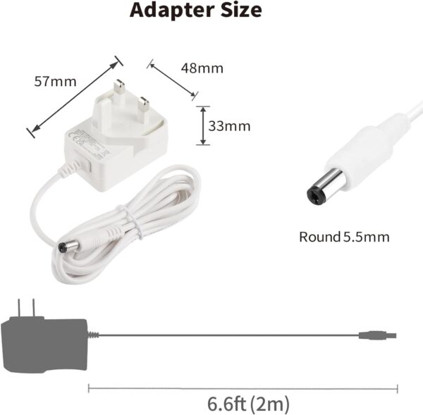 Tonton 5V Power Supply 2A 1A, 10W AC Adapter with 8 DC Plugs for Led Strip Light, Baby Monitor, Baby Swing, Digital Picture Frame, CCTV cameras, Android TV Box, Tablet, Bluetooth Speaker, 2M - Image 3