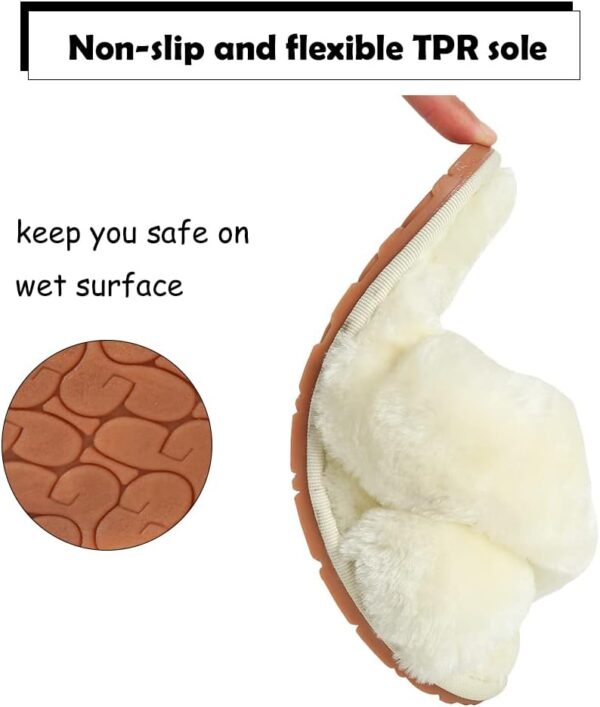 Womens & Girls Slippers Ladies Fluffy Plush House Slippers Cozy Open Toe Faux Fur Sliders for Girls Warm Sandals Indoor Winter - Image 5