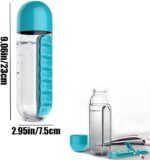 DHinkyoung 2 in 1 Pill Box Cup 7 Days Planner Travel Pill Organizer Drinking Cup Portable Pill Organizer Water Bottle 600 ML Detachable Water Bottle with Medicine Box for Family Travel Work - Image 2
