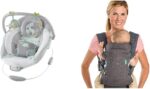 Ingenuity, Soothing Baby Bouncer Chair with Soothing Vibrating Infant Seat, Morrison - 0-6 Months & Infantino Flip Advanced 4-in-1 Grey Carrier - Ergonomic, convertible