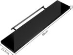 Shelfinity Set of 3 Black Floating Shelves for Wall | 80cm High Gloss Modern Wall Shelves | for Bedroom Living Room Bathroom Kitchen Office | Floating Shelf Unit Ideal for Display & Storage - Image 2