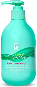Give Me Cosmetics Four Curls Curly Hair Products, Moisturising Shampoo Sulphate Free for Coily Wavy Kinky, Hydrating Formula Infused with Shea Butter Castor and Jojoba Oil