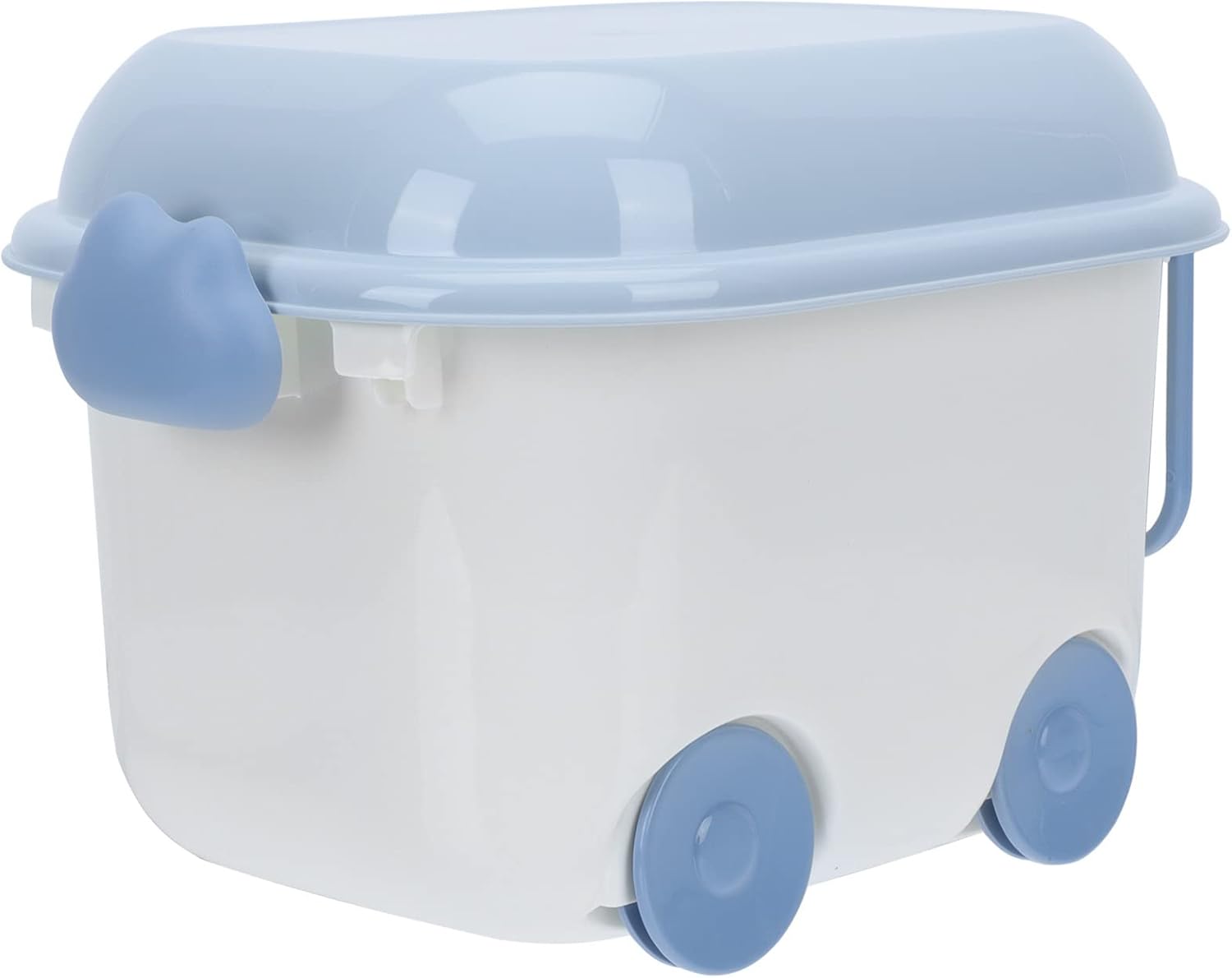 51G1LhE1FXL._AC_SL1500_.jpg Kids' Toy Chests & Boxes with Wheel and Lid, Car Latch Box Kids Girls Boys Chest with Wheels for Playroom, Cute Nursery Room Storage Box Bin for Kids Books Toys Clothes - Blue - Image 1