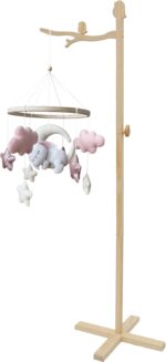 Baby Mobile Arm, Upgraded Wooden Crib Mobile Holder Without Mosquito Net, DIY DIY Cot Mobiles for Babies Mobile Stand Easy Installation for Hanging Bed Bell(Without Mosquito net)