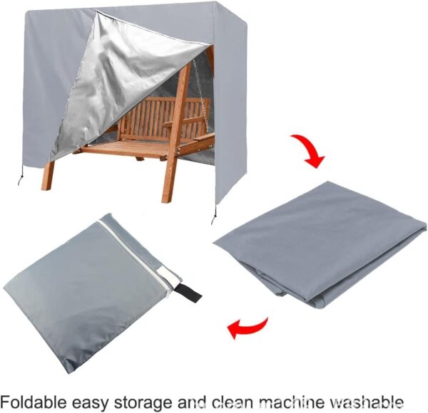 Outdoor 3 Seater Chair Cover Waterproof 210D Oxford Garden Furniture Canopy with Zipper for Glider Chair All Weather Protection 87" X 49" X 67" Green Color - Image 7