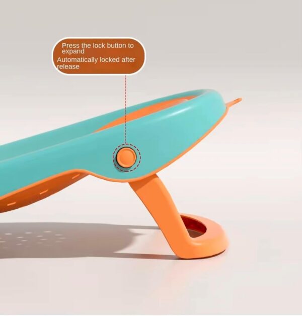 Coo11 Baby Bath Seat for 0-6 Months Newborn, Foldable Anti-Slip Chair Support, Ergonomic Quick Drying Design & Soft Rubber Headrest, Portable & Lightweight Bathing Essential for Home & Travel - Orange - Image 8