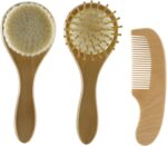 Kisangel Baby Hair Brush Set Newborn Hair Care Comb Wool Brush for Toddler Wooden Baby Hair Brush Box