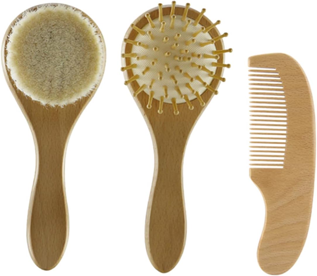 51KI3YkyM3L._AC_SL1225_.jpg Kisangel Baby Hair Brush Set Newborn Hair Care Comb Wool Brush for Toddler Wooden Baby Hair Brush Box - Image 1