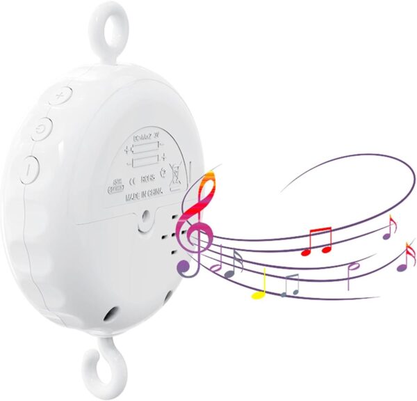 Crib Mobile Motor - 3 Modes Kid Music Box Spinner - 24 Piano Lullabies Crib Music Mobile Crib Attachment, Volume Control Mobile Rotary Music Box Spinner for Kids - Image 5