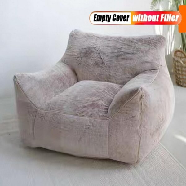 Bean Bag Chair Plush Animal Bean Bag Cover No Filler Soft Plush Fur Recliner Animal Pattern Fur Single Chair Kids Adults Beanbag Chair Lazy Armchair Couch Floor Seating Living(Lotus Gray) - Image 7