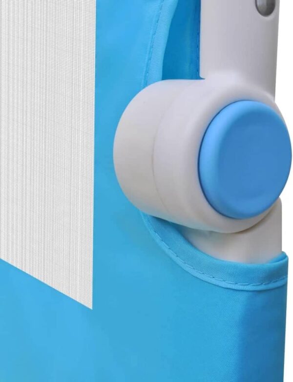 vidaXL Toddler Safety Bed Rail Set in Blue - Convenient Fold Down Feature, Compliments all Bed Types, Crafted from Washable Polyester Fabric - Image 6