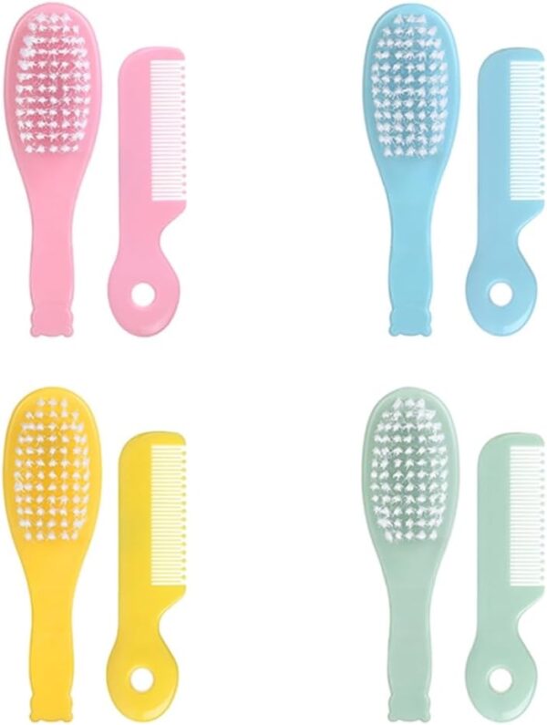 Newborn Caps Brush Soft Hair Brush Hair Comb Set Travel Hair Comb For Baby Toddler Bathing Head Massage - Image 8