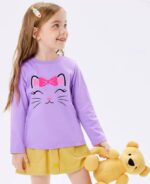 TCWWBB Girls Toddler Long Sleeve T-Shirt Kids Dinosaur Mermaid Princess Cute Cat Tops Baby Little Girls 100% Soft Cotton Fox Cute Jellyfish Crewneck Shirts Tee Outfits Clothes for Age 1-7 Years Old - Image 2