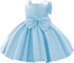 IMEKIS Kid Baby Flower Girl Dress Princess Satin Bowknot Tutu Wedding Birthday Party Christening Gown Toddler Formal Pageant Ball Gown