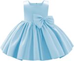 IBTOM CASTLE Flower Girls Wedding Dress Kids Pageant Bridesmaid Dress Baby Silky Satin Bowknot Toddler Girl Pirncess Birthday Party Christening Baptism Dress Formal Prom Gown - Image 3
