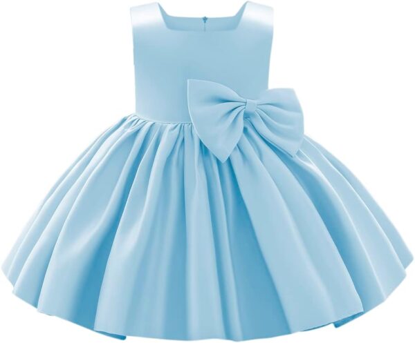 IBTOM CASTLE Flower Girls Wedding Dress Kids Pageant Bridesmaid Dress Baby Silky Satin Bowknot Toddler Girl Pirncess Birthday Party Christening Baptism Dress Formal Prom Gown - Image 3