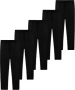 JOCMIC 5 Pack Girls Leggings Full Length Kids Toddler School Trousers Pants 5-14 Years