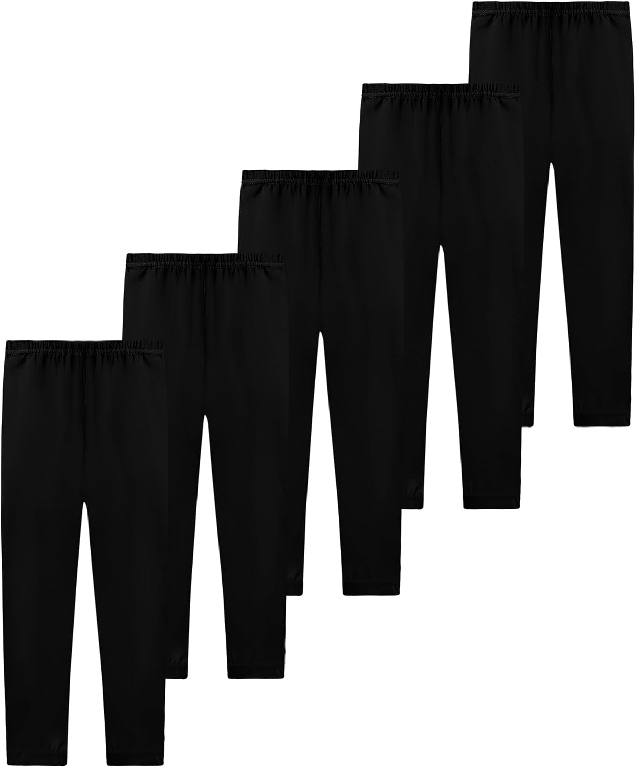 51PTjLZiu3L._AC_SL1500_.jpg JOCMIC 5 Pack Girls Leggings Full Length Kids Toddler School Trousers Pants 5-14 Years - Image 1