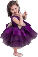 Baby Girl Dress Sleeveless Backless Sequin Bowknot Princess Tulle Tutu Baptism Wedding Bridesmaid Pageant Birthday Christmas Party Formal Evening Ball Gown with Headband - Image 2