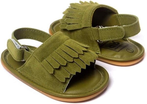 FANSU Baby Tassel Sandals, Multi-color Style Summer Comfortable Toddler Kids Girls Sandals Newborn Shoes for 0-18 Months Anti-Slip Velcro Soft Sole First Walking Shoes - Image 2