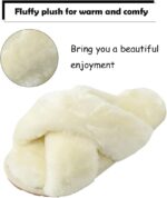 Womens & Girls Slippers Ladies Fluffy Plush House Slippers Cozy Open Toe Faux Fur Sliders for Girls Warm Sandals Indoor Winter - Image 2
