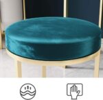 OLOTU Premium Leather Footstool High Resilience Sponge Ottomans Wrought Iron Stool Shoe Stools Makeup Vanity Sofa Stool Round - Image 5