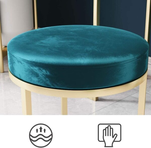 OLOTU Premium Leather Footstool High Resilience Sponge Ottomans Wrought Iron Stool Shoe Stools Makeup Vanity Sofa Stool Round - Image 5