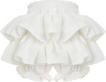 Agoky Baby Girls Ruffle Layered Bloomer Shorts High Waist Bowknot Skirted Victorian Pumpkin Short Pants - Image 2