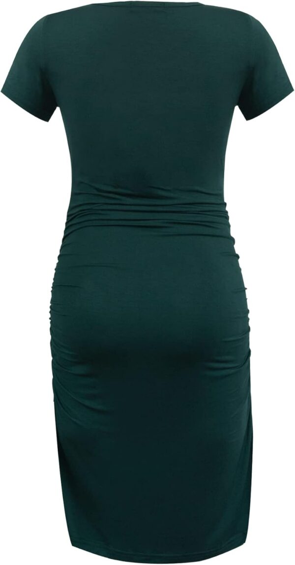 Smallshow Women's Short Sleeve Maternity Dress Ruched Pregnancy Clothes - Image 3