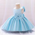 IBTOM CASTLE Flower Girls Wedding Dress Kids Pageant Bridesmaid Dress Baby Silky Satin Bowknot Toddler Girl Pirncess Birthday Party Christening Baptism Dress Formal Prom Gown - Image 5