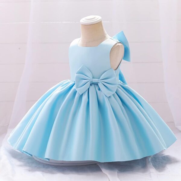 IBTOM CASTLE Flower Girls Wedding Dress Kids Pageant Bridesmaid Dress Baby Silky Satin Bowknot Toddler Girl Pirncess Birthday Party Christening Baptism Dress Formal Prom Gown - Image 5