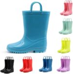 EUXTERPA Kids Wellies Boys Girls Waterproof Wellington Boots, Toddler Child Solid Color Welly Boots for Outdoor