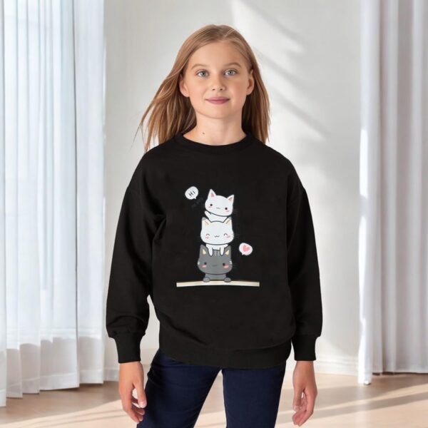 Xumplo Girls Long Sleeve Jumper Clothes Tween Girl Black Cat Sweatshirt Teen Girl Crew Neck Casual Pullover - Image 2