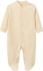 BINIDUCKLING Baby Boys Girls Snap-Up Sleepsuit, Cotton Baby Footed Pajamas - Long Sleeve Baby Grows Sleepwear for 0-12 Months, 2-Pack - Image 4